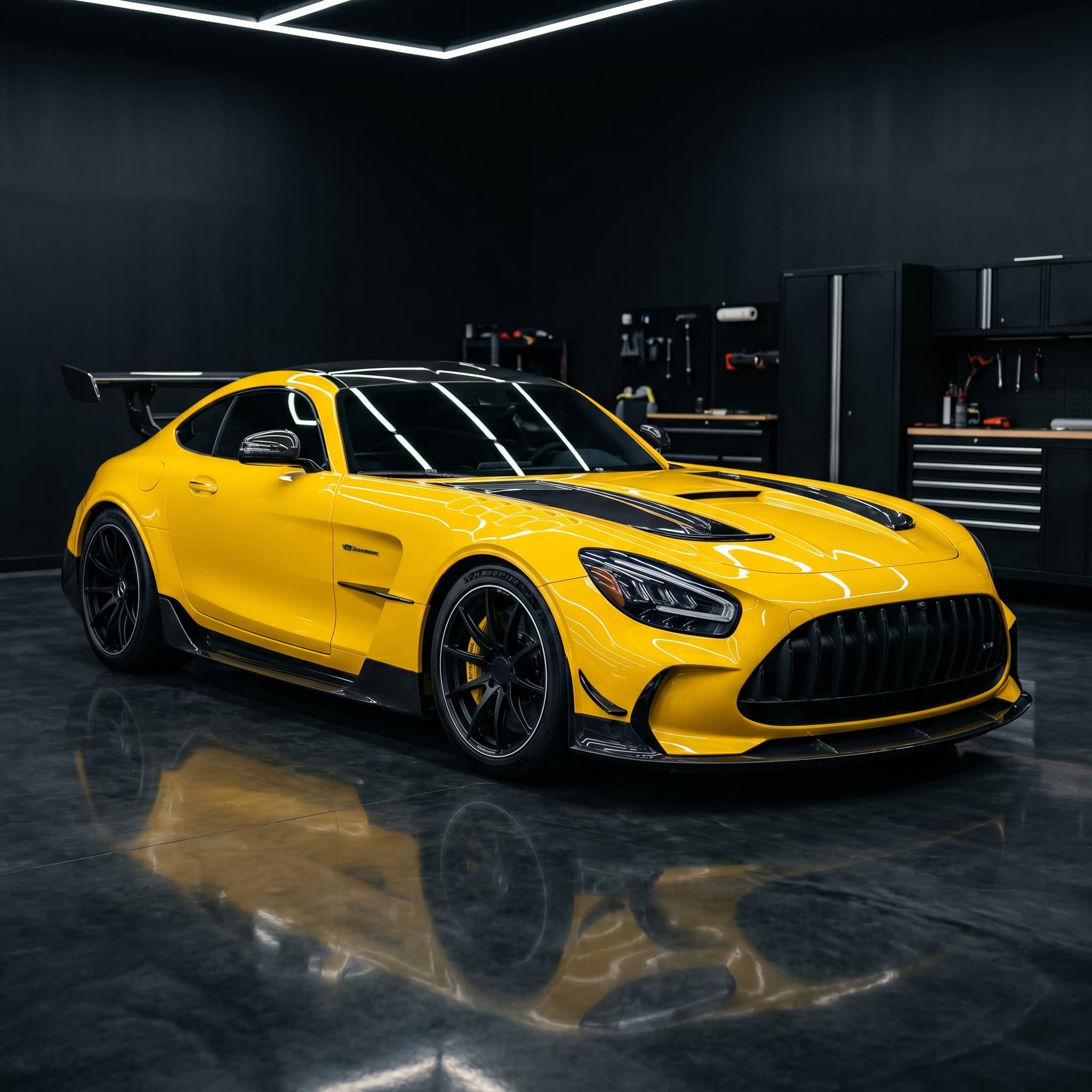 Mercedes-AMG GT — żółty, detailing wnętrza
